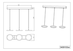 Tray 3Lt Linear Pendant - Black/White