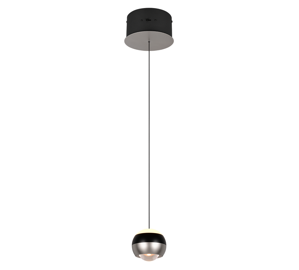 Orbit 1Lt Pendant- Matt Black/ Nickel Finishes