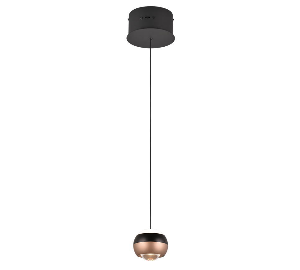 Orbit 1Lt Pendant- Matt Black/ Nickel Finishes