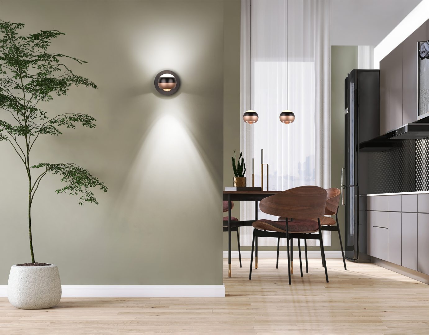 Orbit 1Lt Pendant- Matt Black/ Nickel Finishes