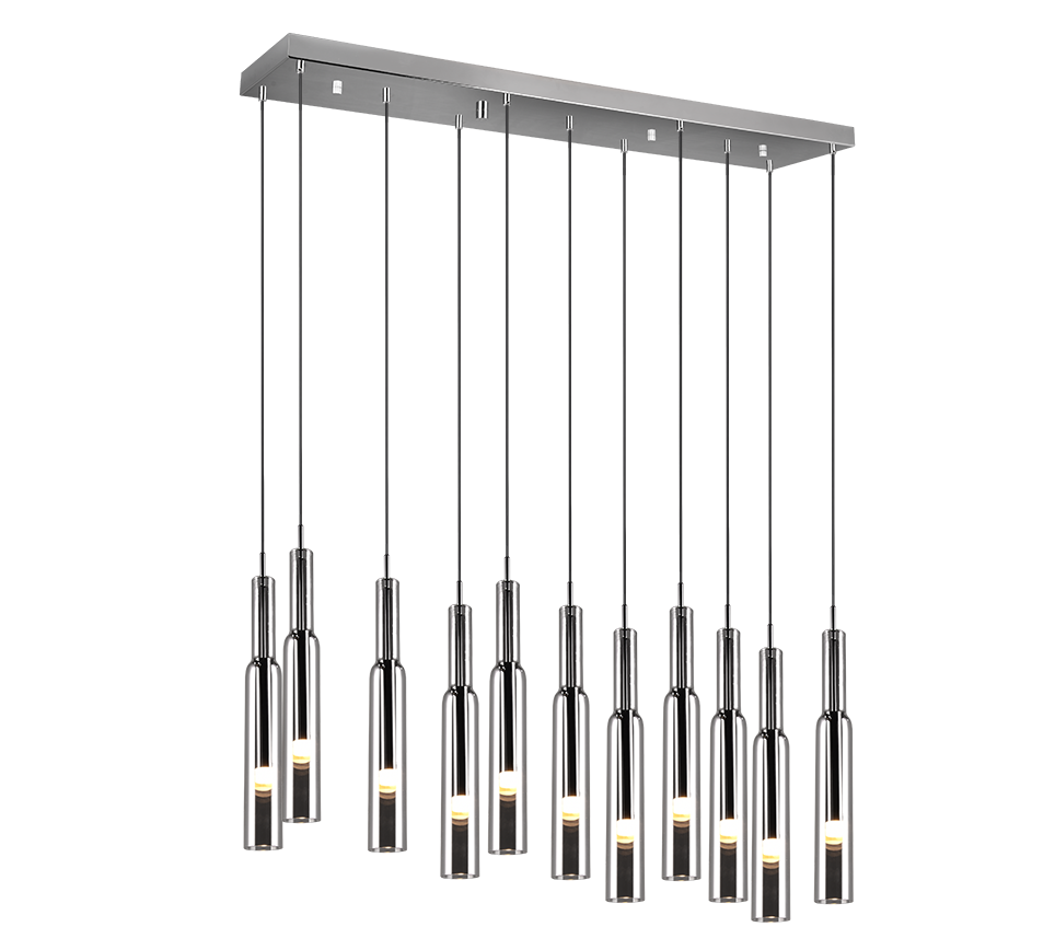 Lucent 11Lt LED Linear Pendant - Chrome