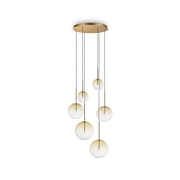 Equinoxe 6Lt Cluster Pendant - Antique Brass/Chrome