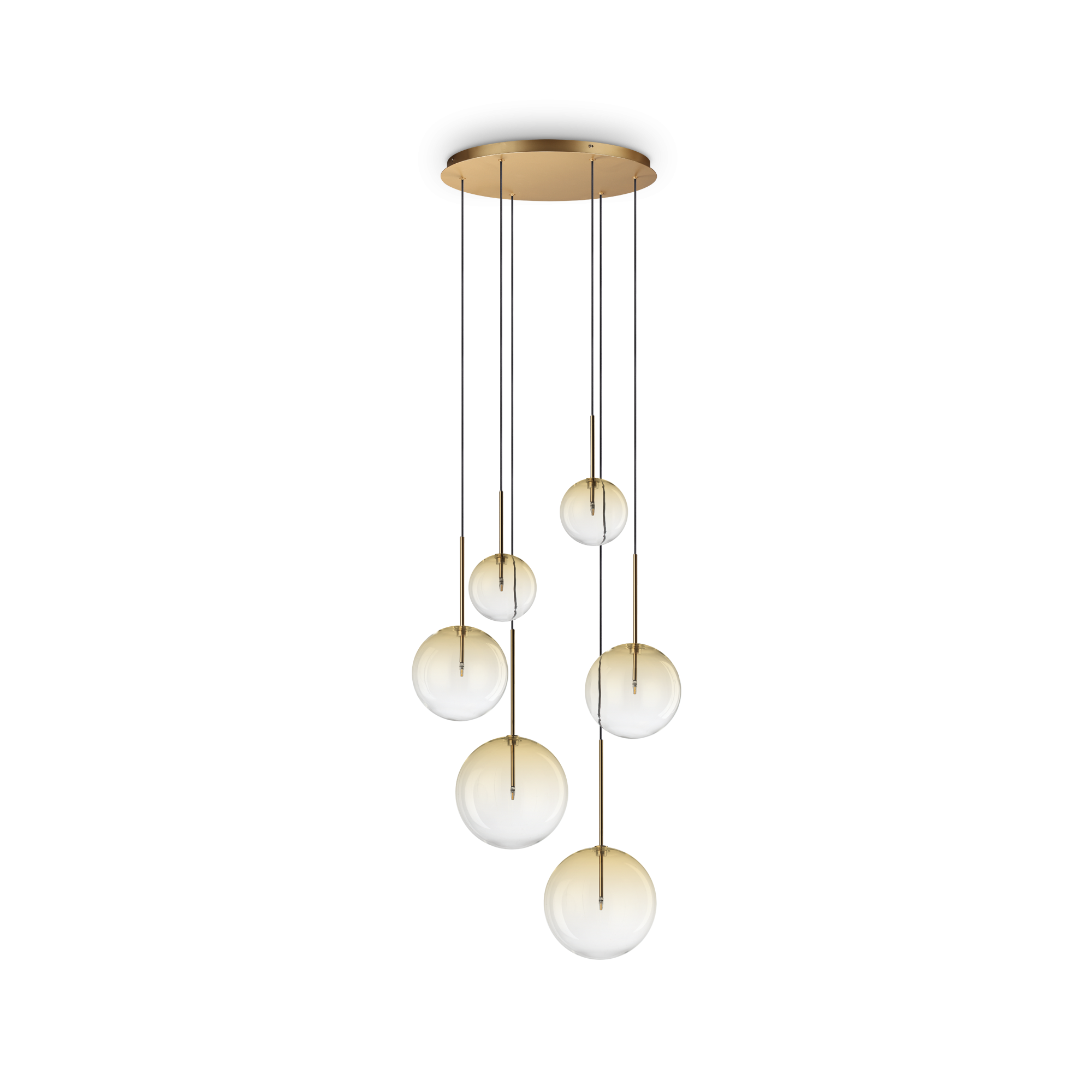 Equinoxe 6Lt Cluster Pendant - Antique Brass/Chrome