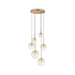 Equinoxe 6Lt Cluster Pendant - Antique Brass/Chrome