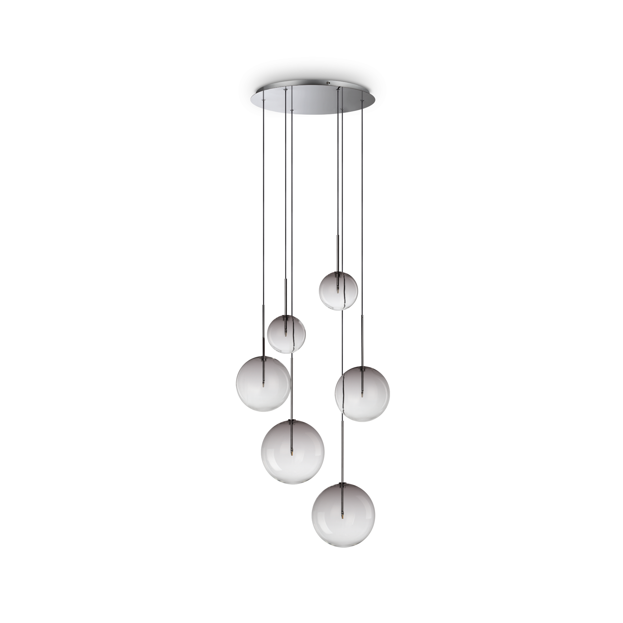 Equinoxe 6Lt Cluster Pendant - Antique Brass/Chrome