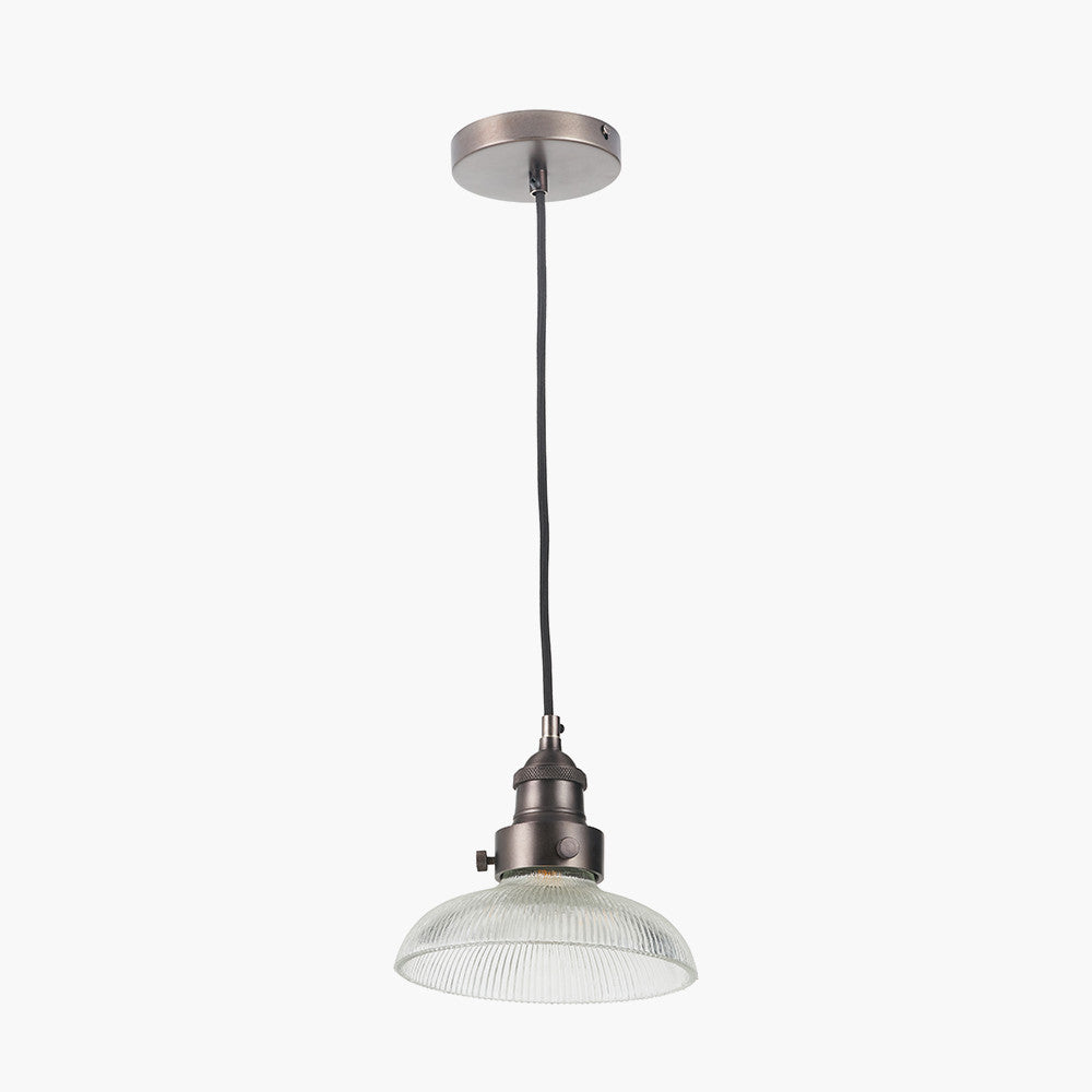 Bowery Glass Pendant - Antique Bronze