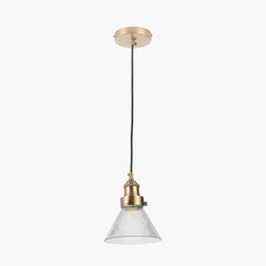 Lenox Ribbed Glass Pendant - Brass/Bronze
