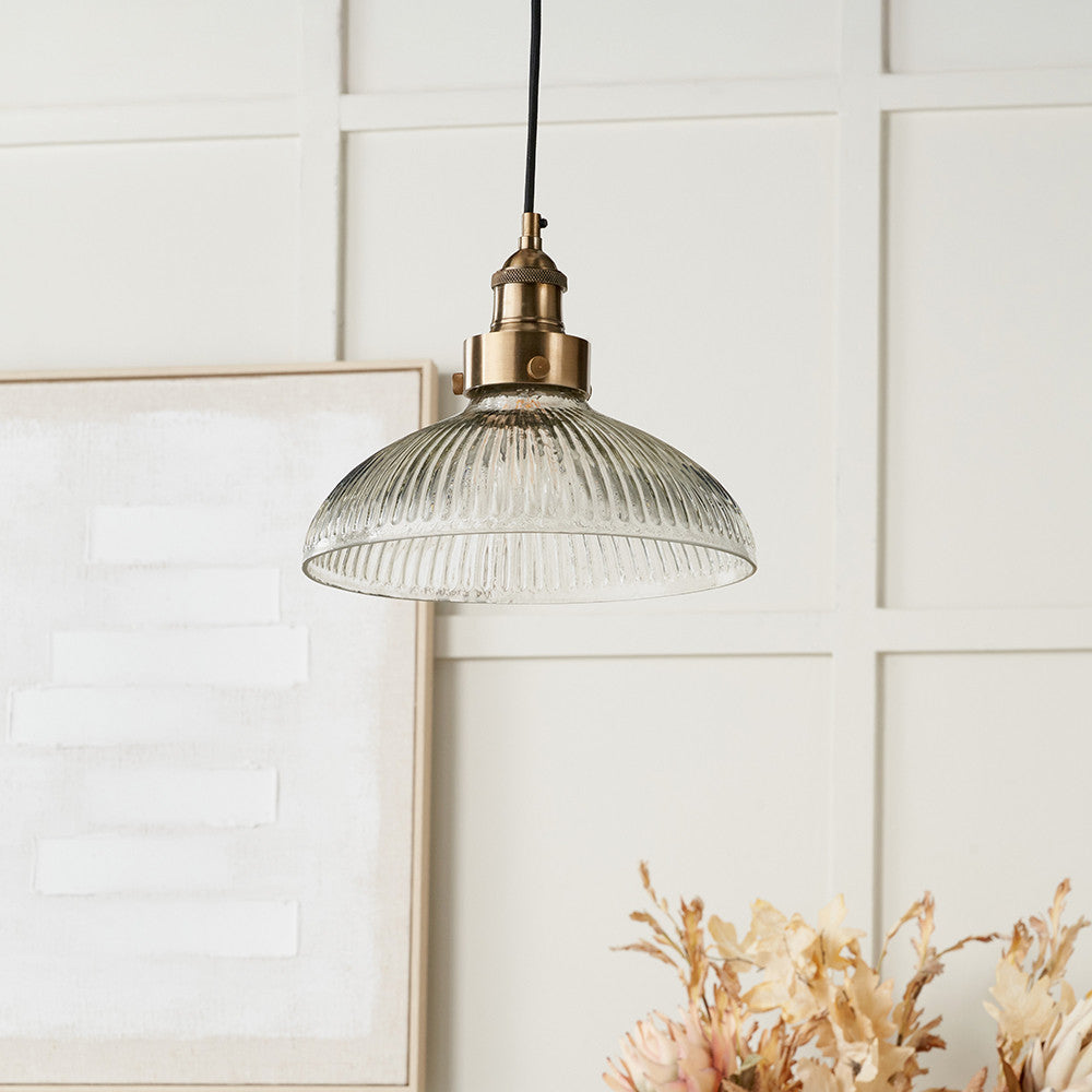 Bowery Glass Pendant - Brass/Bronze