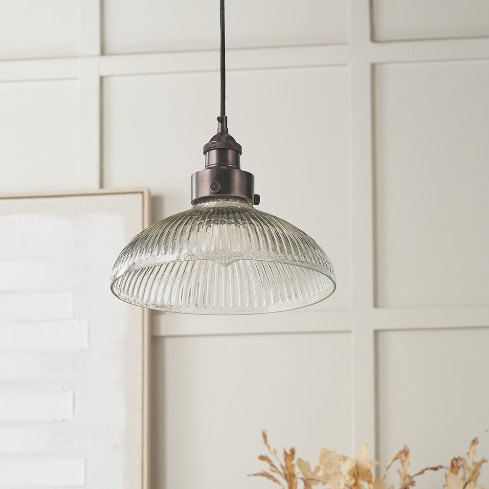 Bowery Glass Pendant - Brass/Bronze