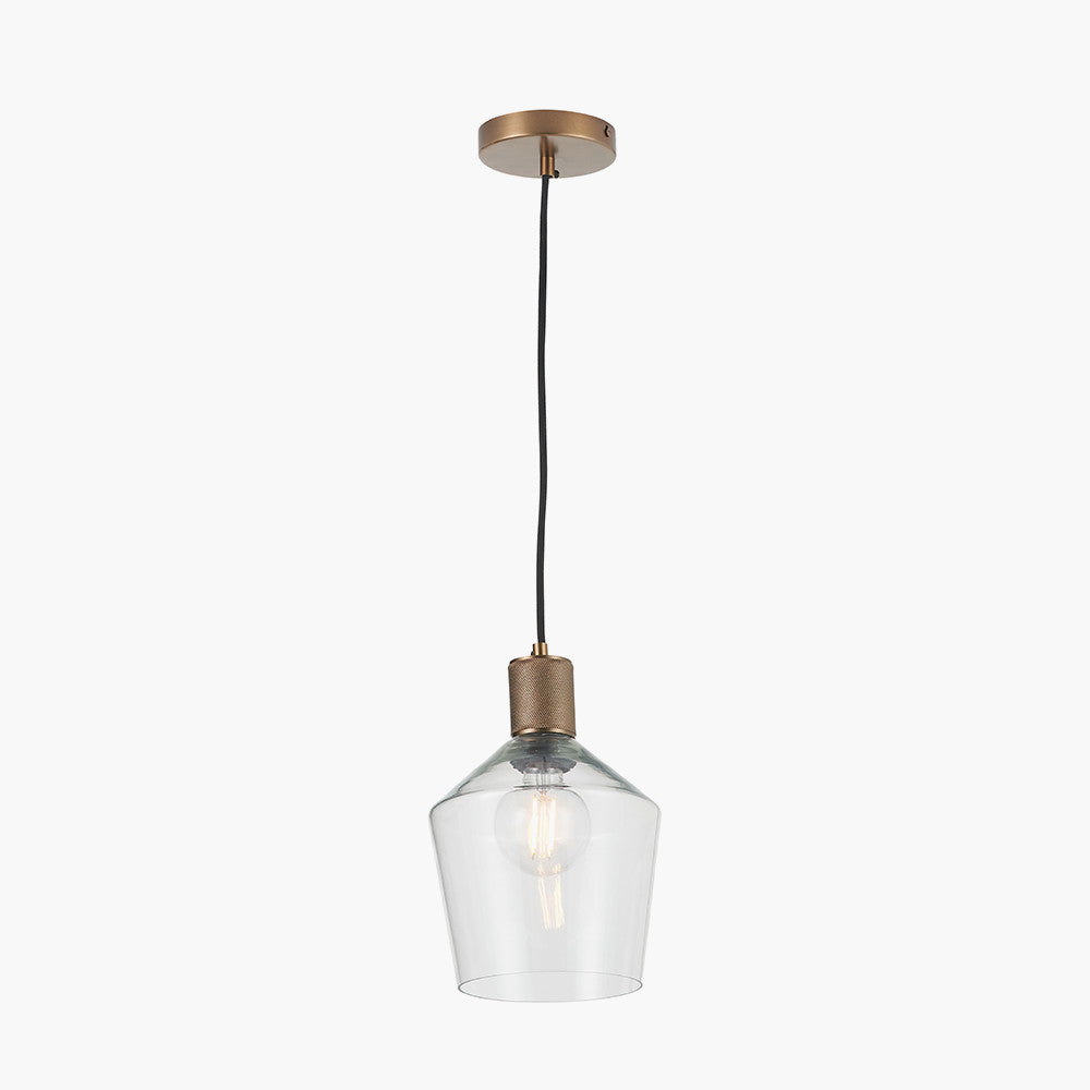 Bexley Clear Glass Pendant - Brass/Bronze