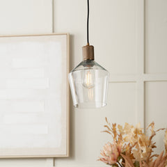 Bexley Clear Glass Pendant - Brass/Bronze