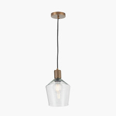 Bexley Clear Glass Pendant - Brass/Bronze