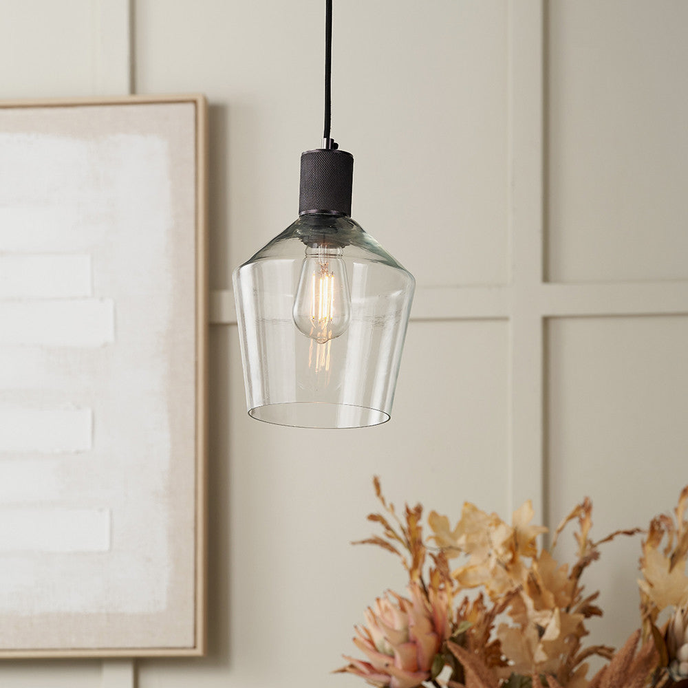 Bexley Clear Glass Pendant - Brass/Bronze