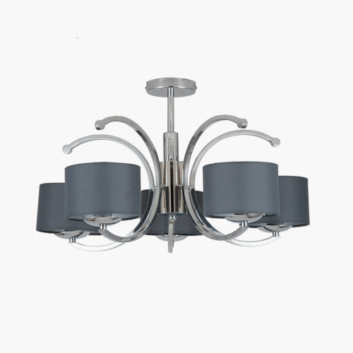 Arcadia Metal Curved 3/5 Arm Semi Flush Pendant- Brass/ Silver Finish