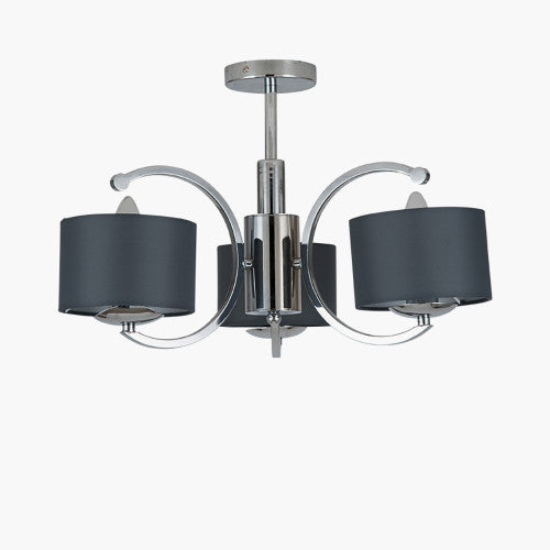 Arcadia Metal Curved 3/5 Arm Semi Flush Pendant- Brass/ Silver Finish