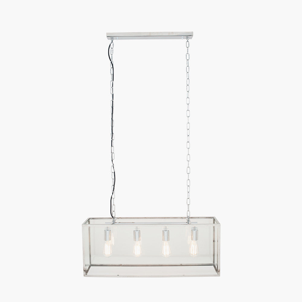 Llewellyn 4Lt Linear Island Pendant - Silver/ Black