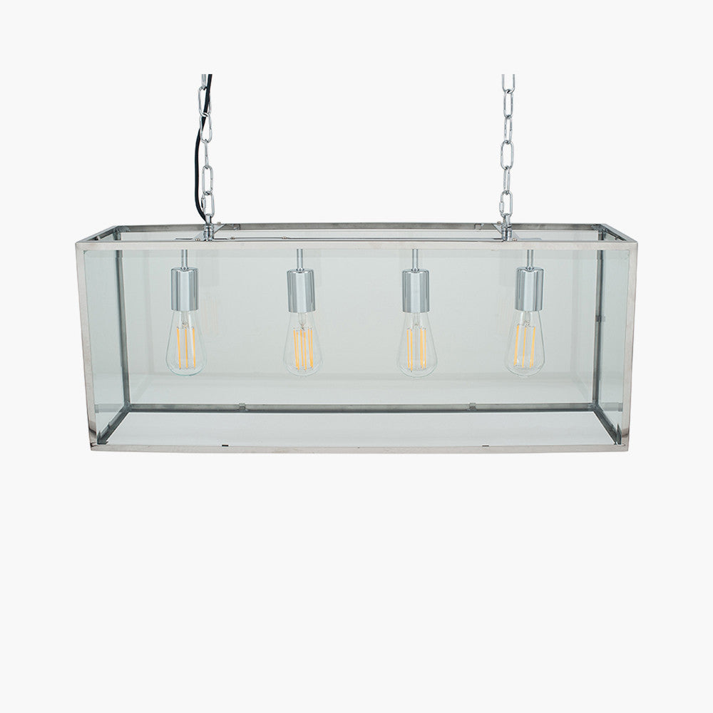 Llewellyn 4Lt Linear Island Pendant - Silver/ Black