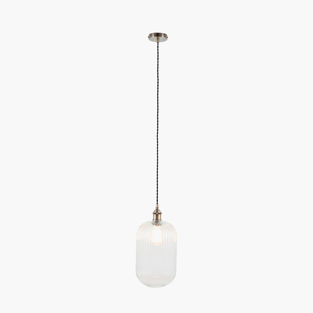 Clear Ribbed Glass Tall Pendant-Promotional Offer