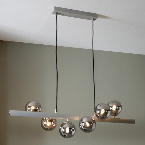 Blair 6Lt Glass Ball Island Pendant - Black/Grey