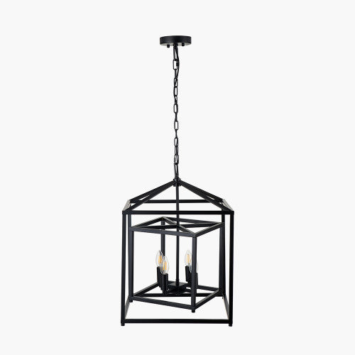 Anniston Metal 4 Light Cube Pendant- Nickel/ Black Finishes