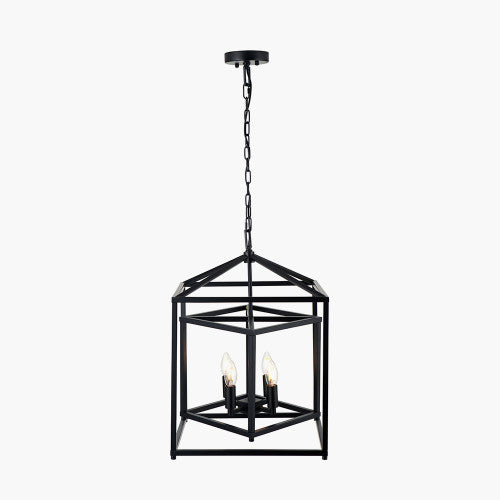 Anniston Metal 4 Light Cube Pendant- Nickel/ Black Finishes