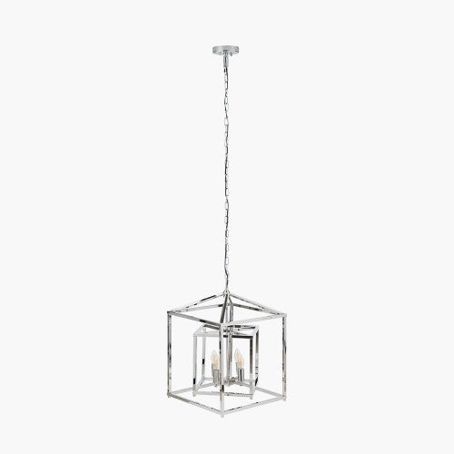 Anniston Metal 4 Light Cube Pendant- Nickel/ Black Finishes