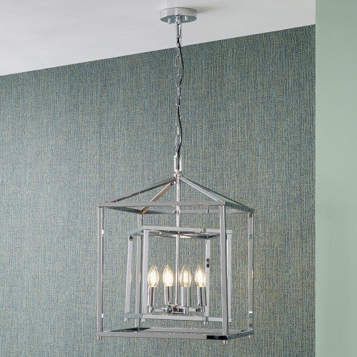 Anniston Metal 4 Light Cube Pendant- Nickel/ Black Finishes