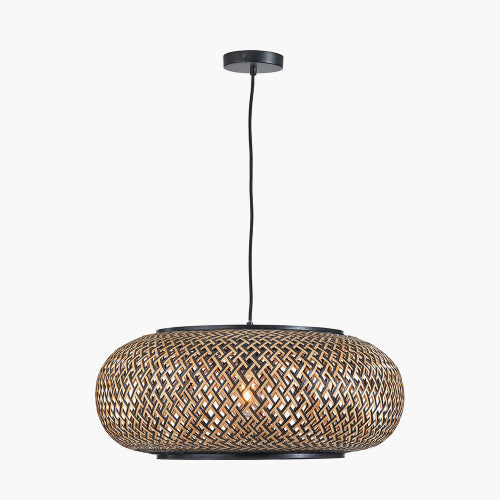 Evianna Black and Natural Rattan Pendant