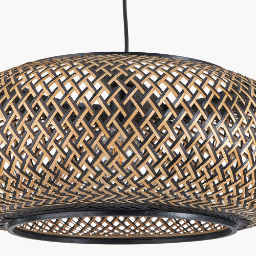 Evianna Black and Natural Rattan Pendant