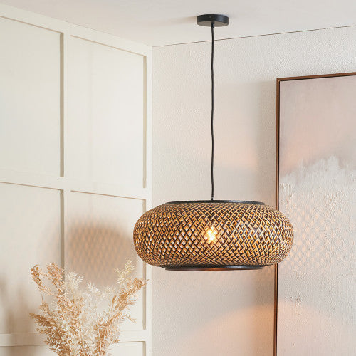 Evianna Black and Natural Rattan Pendant