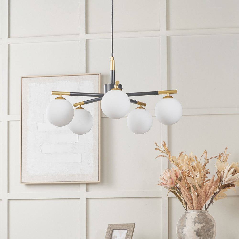 Wanda 5Lt Multi-Arm Pendant - Black Metal