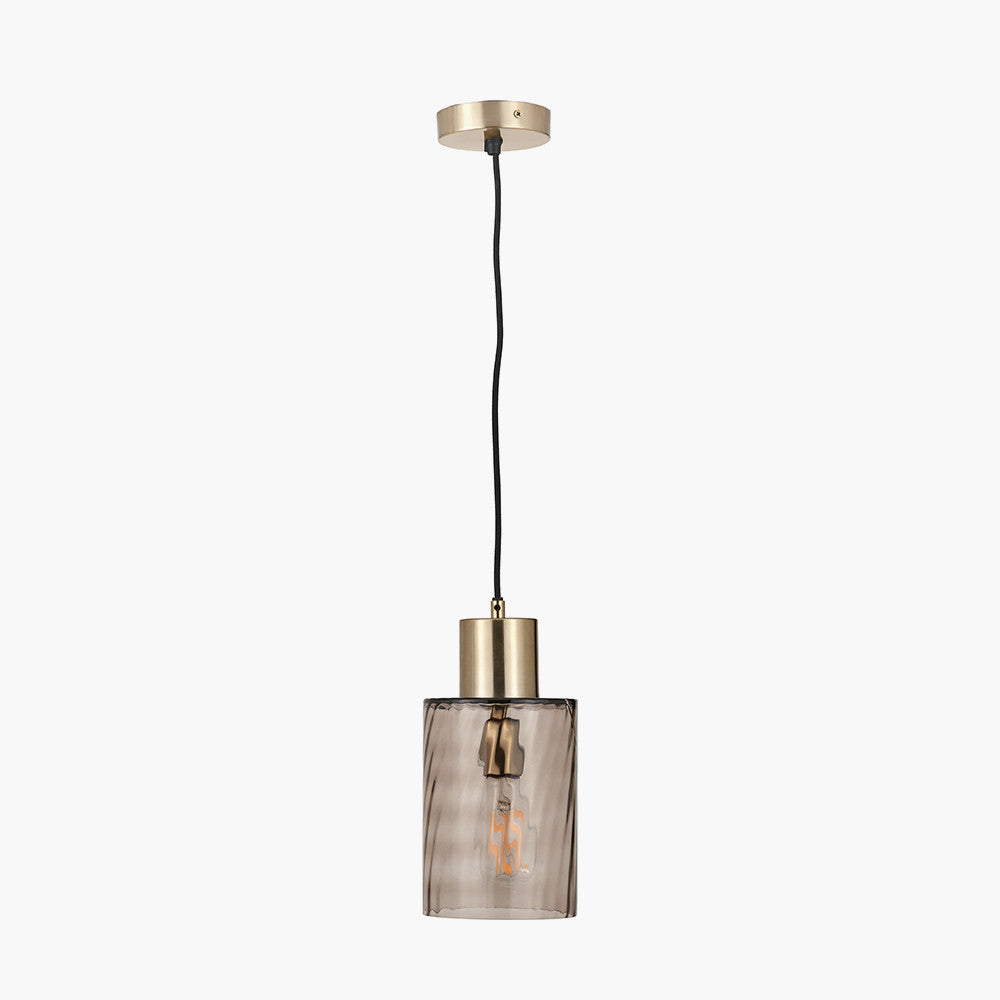Loxley Ripple Glass Pendant - Clear/Brown Glass