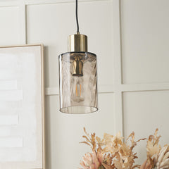 Loxley Ripple Glass Pendant - Clear/Brown Glass