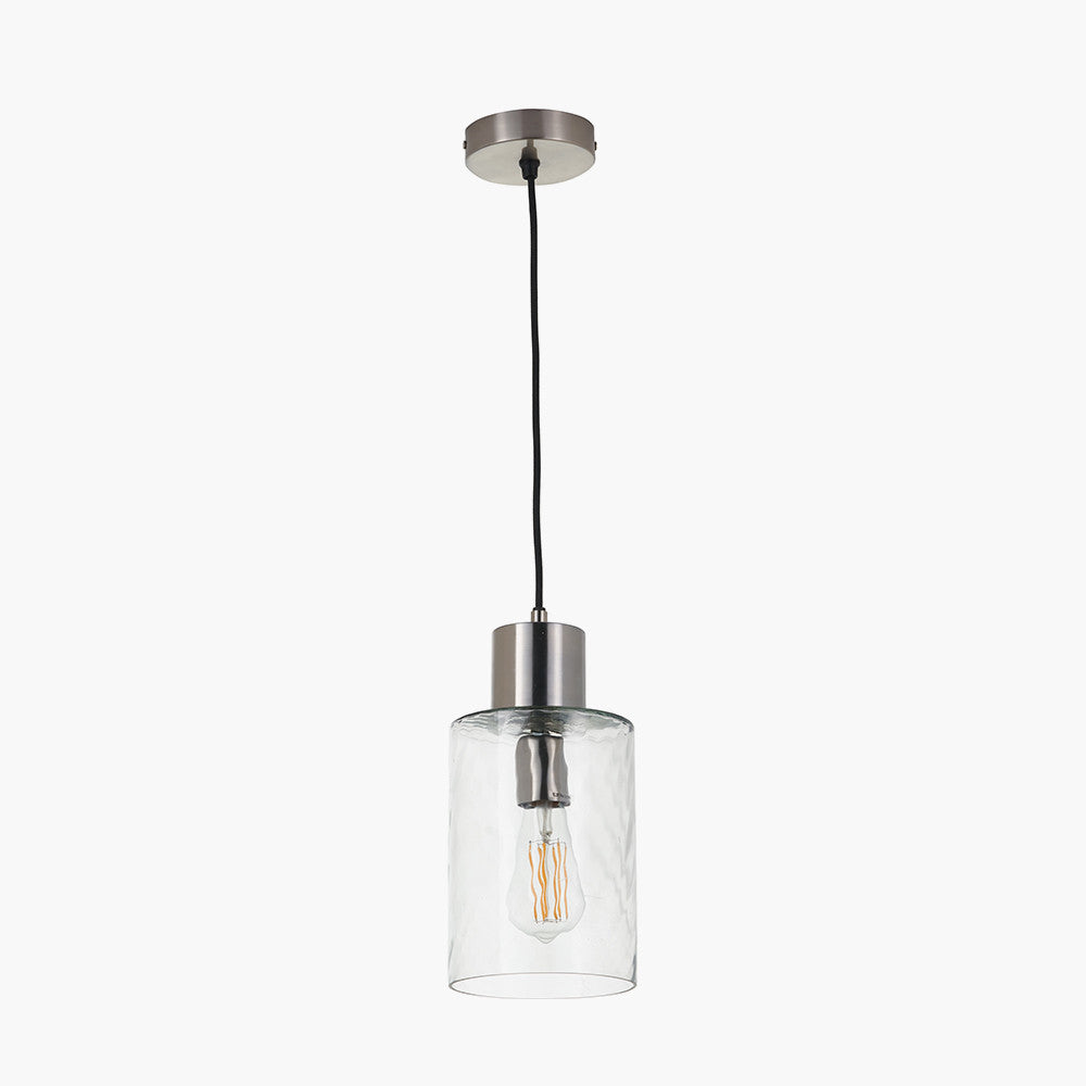 Loxley Ripple Glass Pendant - Clear/Brown Glass