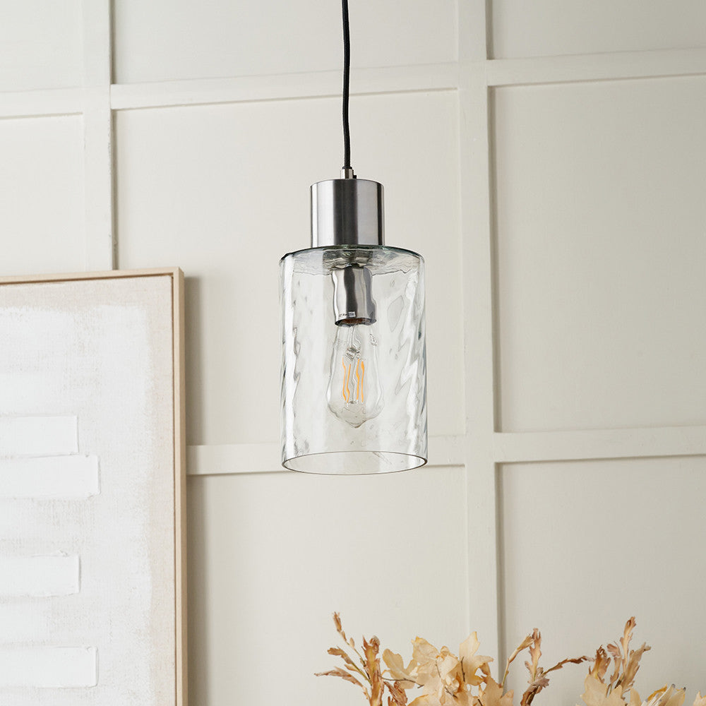 Loxley Ripple Glass Pendant - Clear/Brown Glass