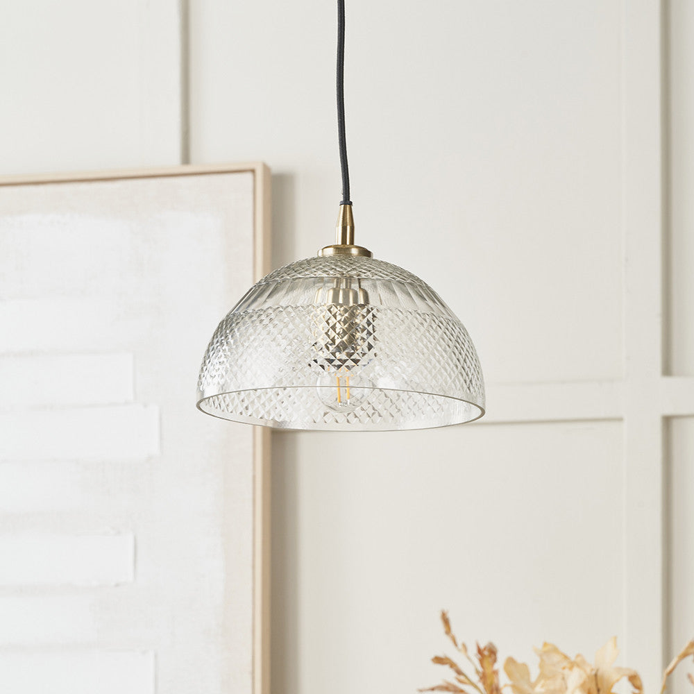 Giselle Diamond Pendant - Clear Glass