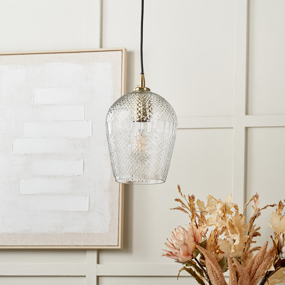 Giselle Diamond Pendant - Clear Glass