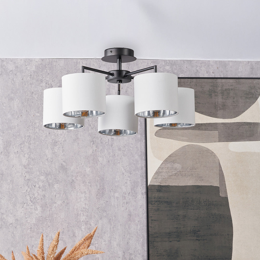 Elin 5Lt Pendant - Silver/Black