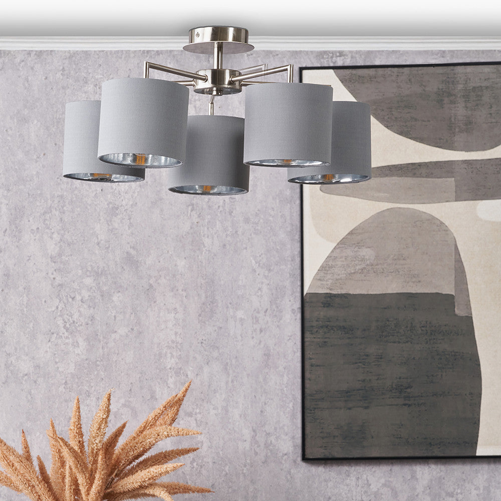 Elin 5Lt Pendant - Silver/Black