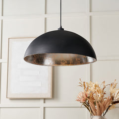 Anders Metal Dome Pendant - Black & Silver