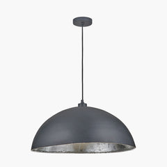 Anders Metal Dome Pendant - Black & Silver