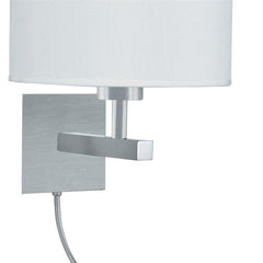 Hotel Dual Arm Reading Light - Satin Silver  & Fabric Shade E27