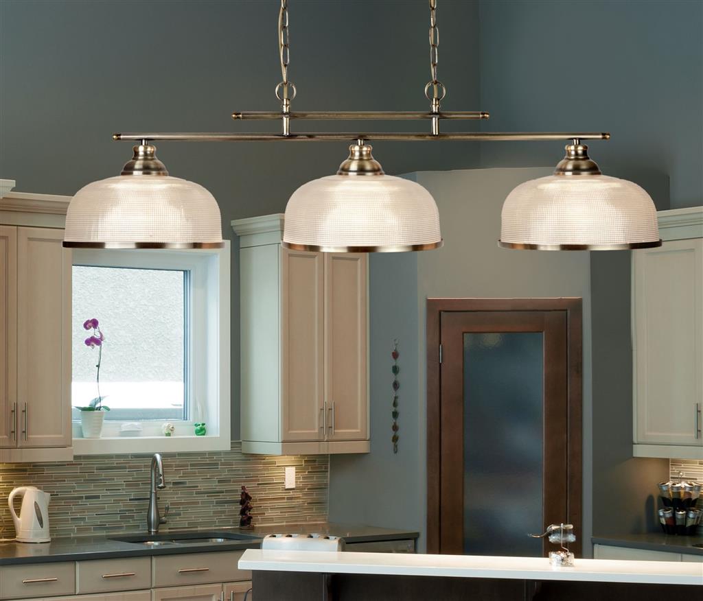 Bistro 2/3Lt Kitchen Light  - Satin Silver/Antique Brass Finish