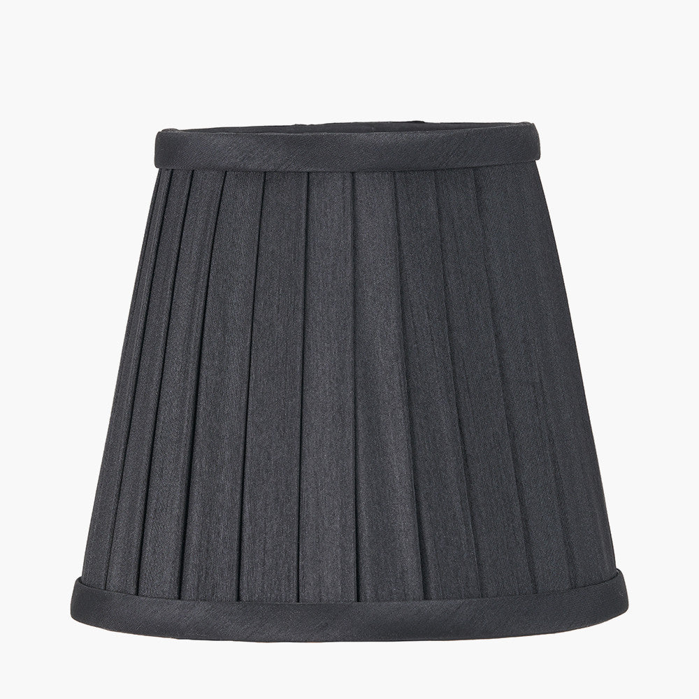Lyndon Silk Pleat Lampshade -Black/Ivory/Taupe