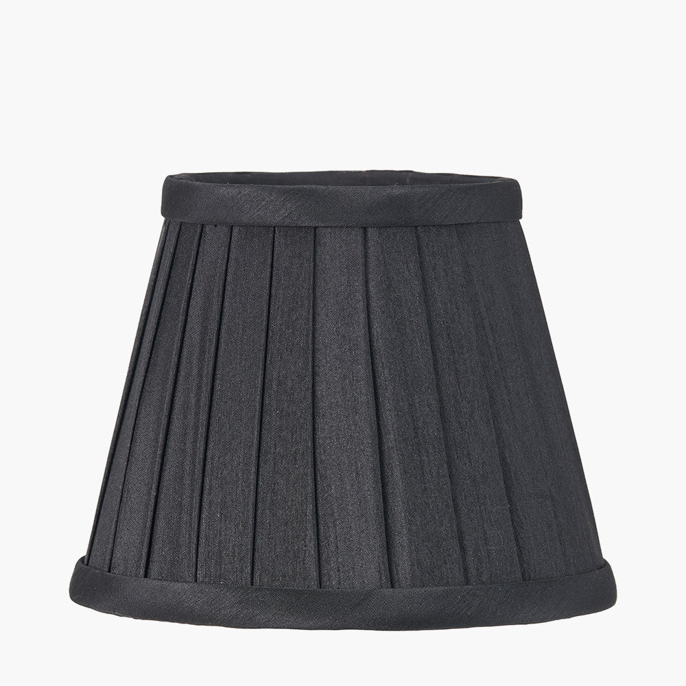 Lyndon Silk Pleat Lampshade -Black/Ivory/Taupe