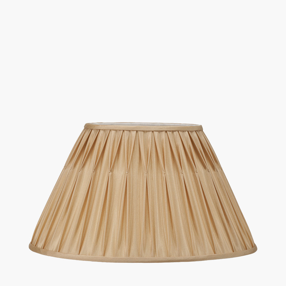 Garbo 45cm Silk Mix Pinch Pleat Lampshade - Cream/Gold