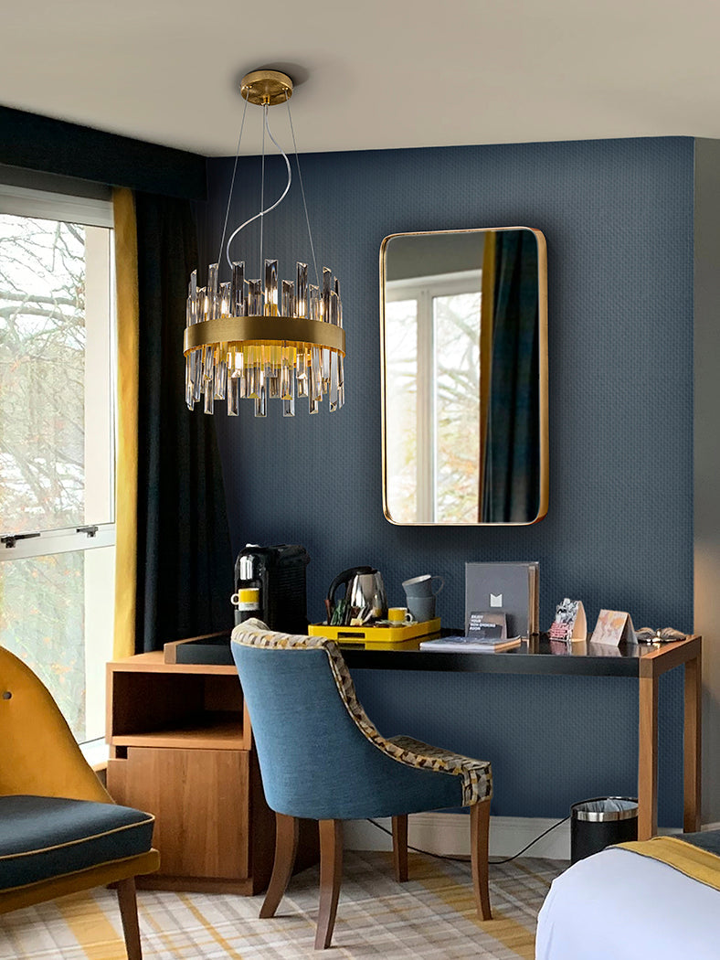 Grace 10/14Lt Crystal Ceiling Light - Brushed Gold & Clear Finish