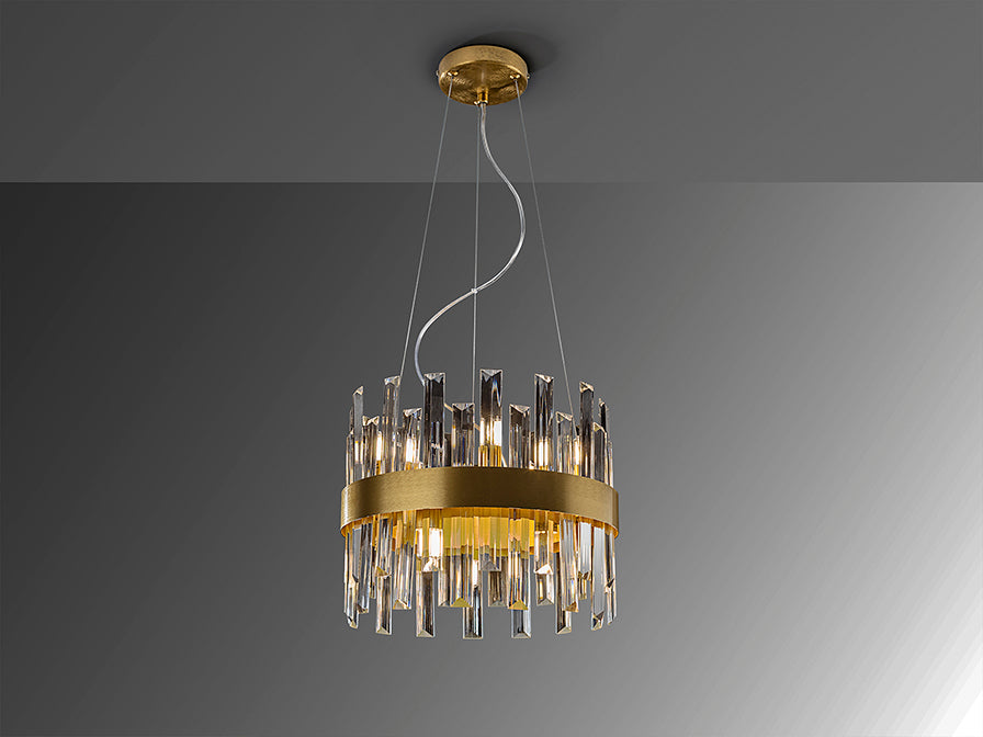 Grace 10/14Lt Crystal Ceiling Light - Brushed Gold & Clear Finish