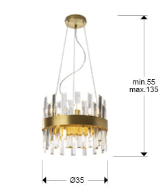Grace 10/14Lt Crystal Ceiling Light - Brushed Gold & Clear Finish