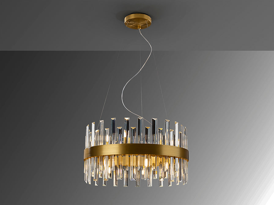 Grace 10/14Lt Crystal Ceiling Light - Brushed Gold & Clear Finish